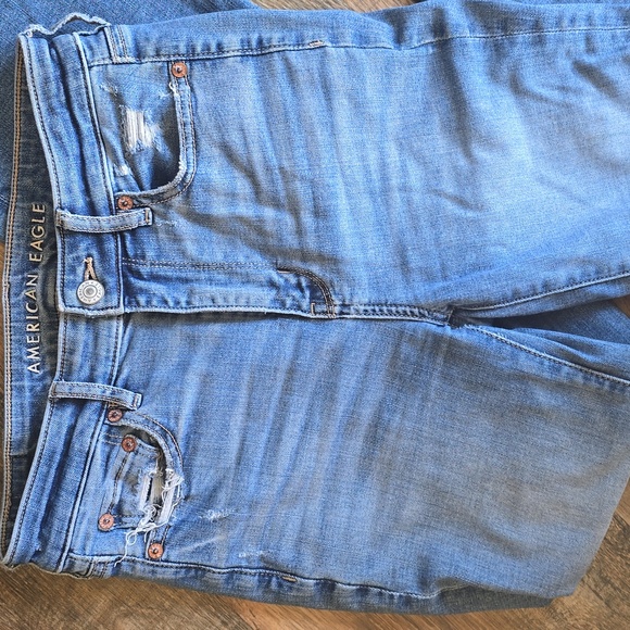 American Eagle Distressed Super High Rise Flare Size 0R - Picture 2 of 11